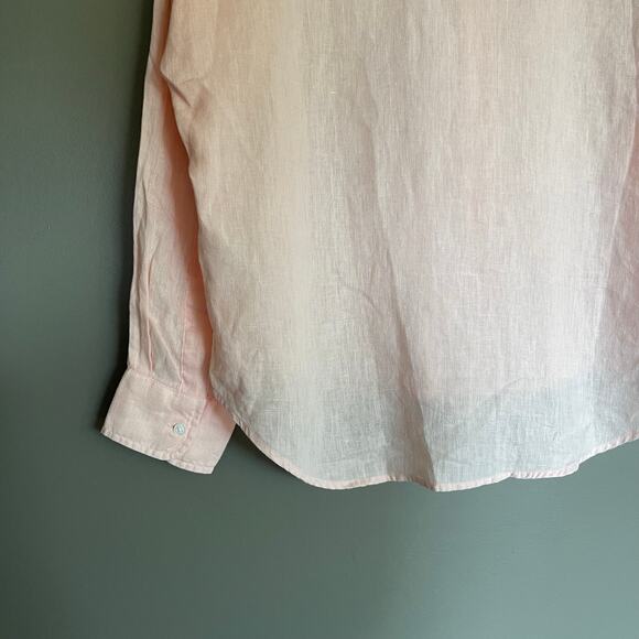 FRANK & EILEEN Eileen Relaxed Button-Up Shirt Peach Linen Size Small Casual Chic - Picture 14 of 16
